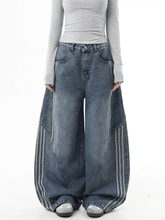 Deconstructed Triple‑Stripe Wide‑Leg Jeans - COPPING THREADS - CT Select